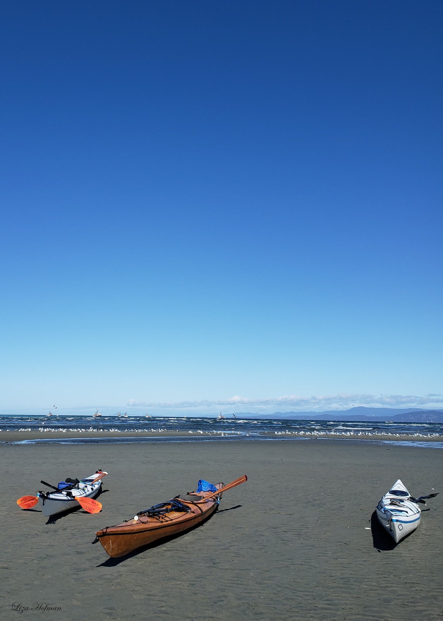 Parksville Beach, BC, Kayaks, Original Print