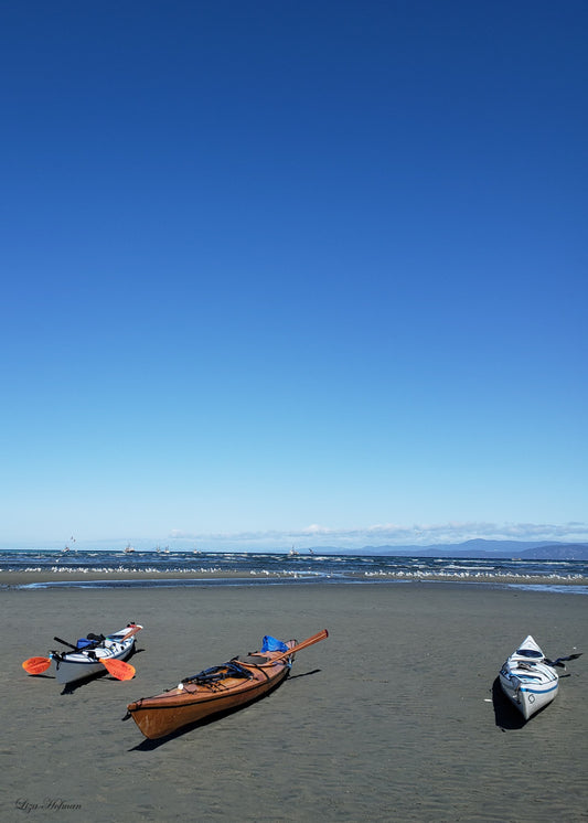 Parksville Beach, BC, Kayaks, Original Print