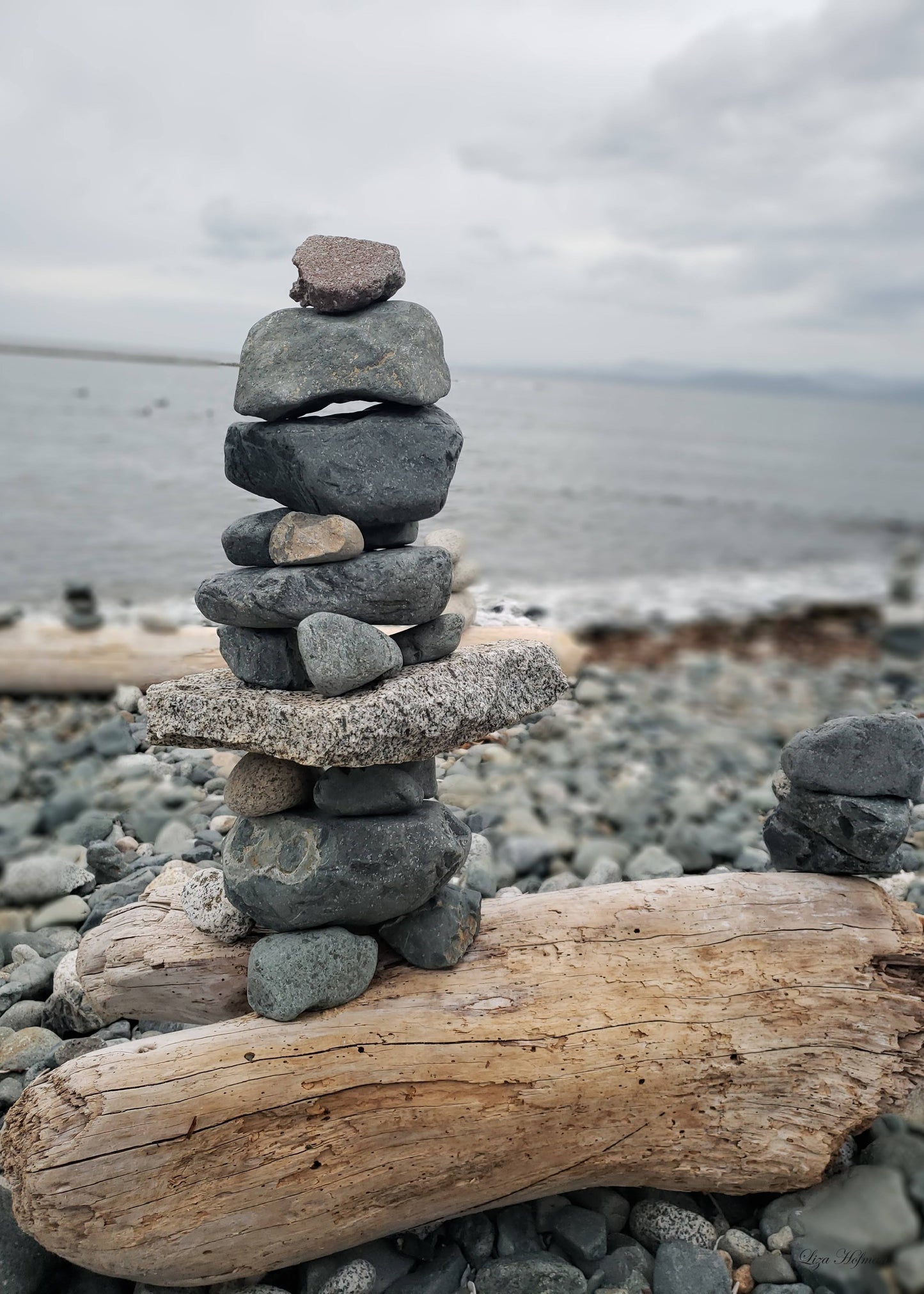 Parksville Beach, BC, Inukshuk, Original Print