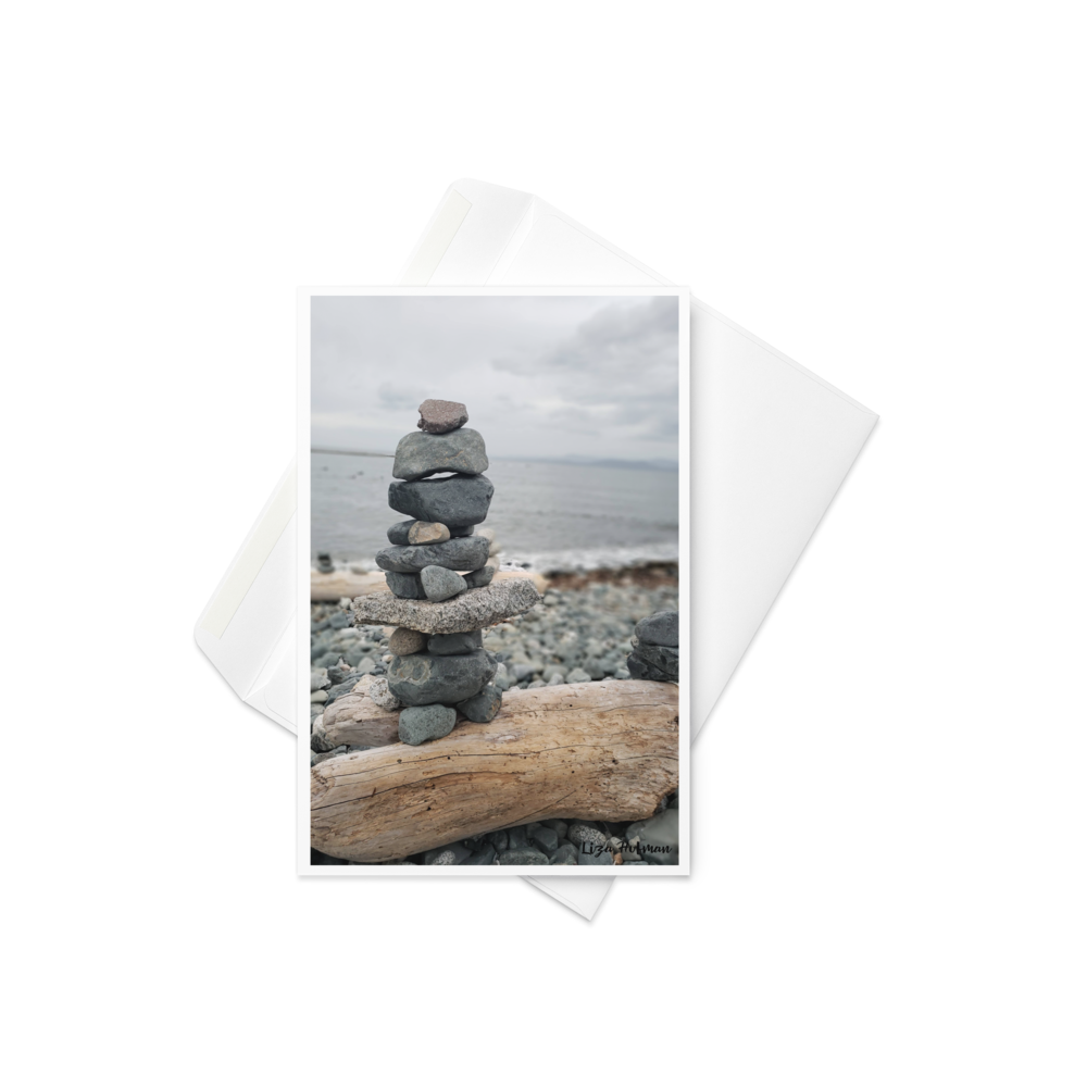 Parksville Beach, Inukshuk, Original Photo Card